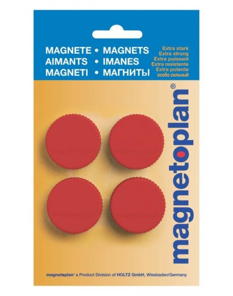 Магниты круглые Discofix Magnum 34/2 красные в наборе 4шт (16600406 ...
